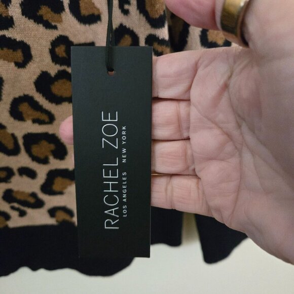 Rachel Zoe NWT Leopard Full Zip Mockneck Cardigan Sweater Jacket Size M - Picture 9 of 11